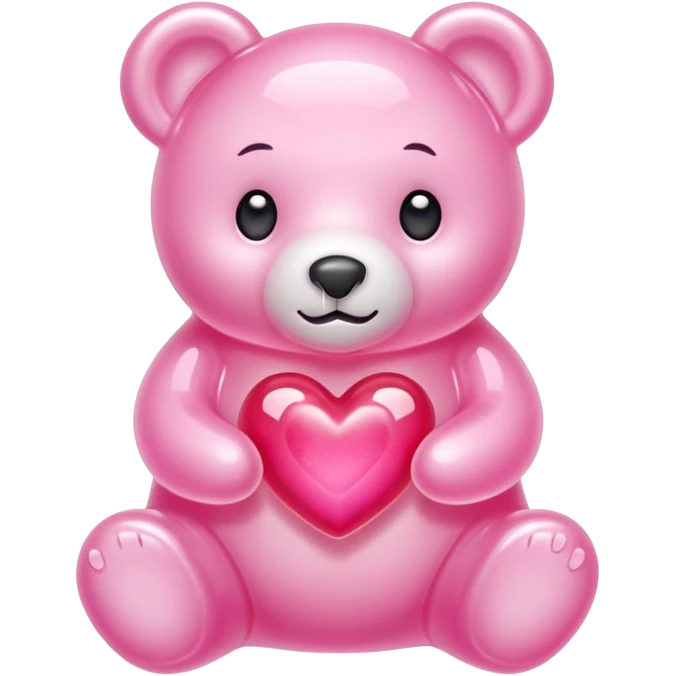 white jelly bear heart jelly pink emoji