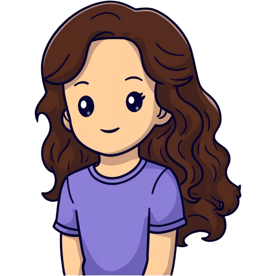 girl with long wavy brown hair and fair skin emoji