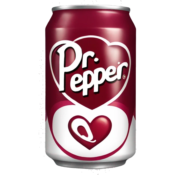 a can of dr pepper with hearts around it emoji