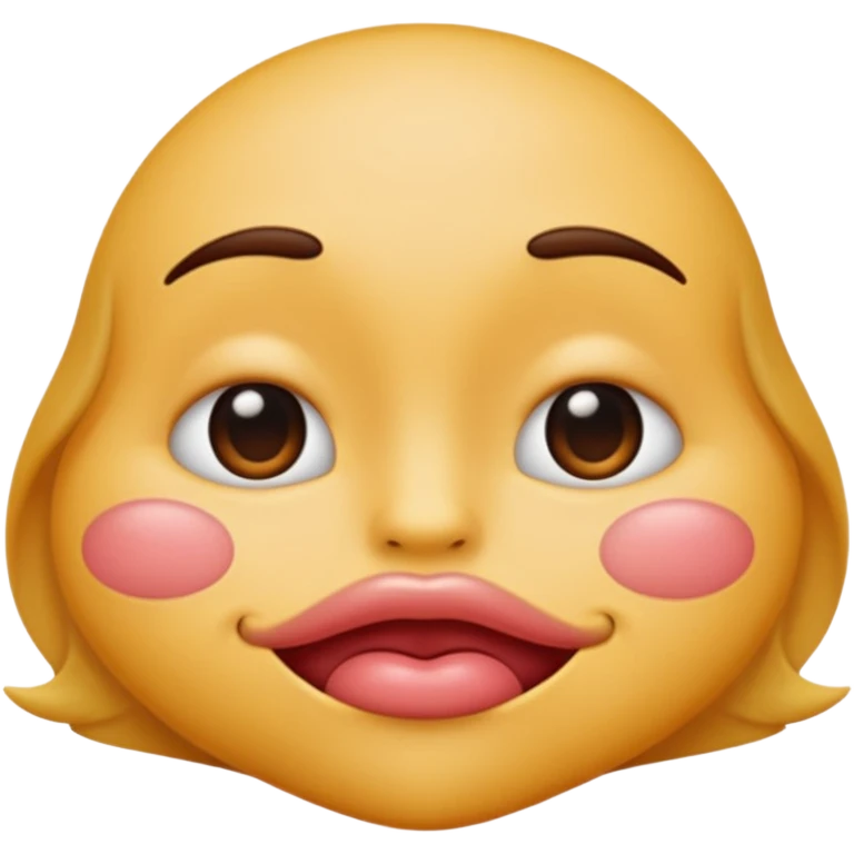 

I'd like an emoji with slightly squinty eyes, a mouth giving a tight kiss with little creases around the lips emoji