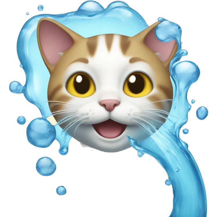 Cat with water gushing emoji