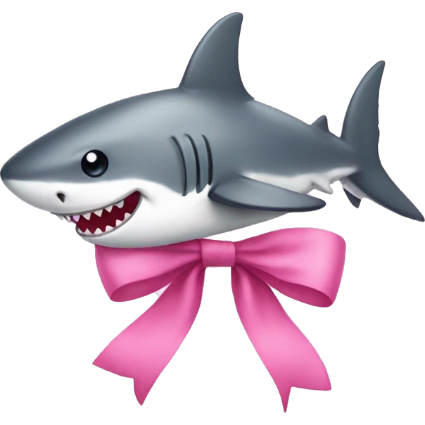 pink bow on cute shark emoji