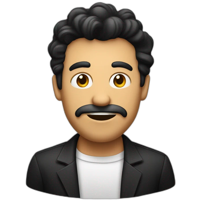 hombre blanco con pelo negro, fumando con cerveza emoji