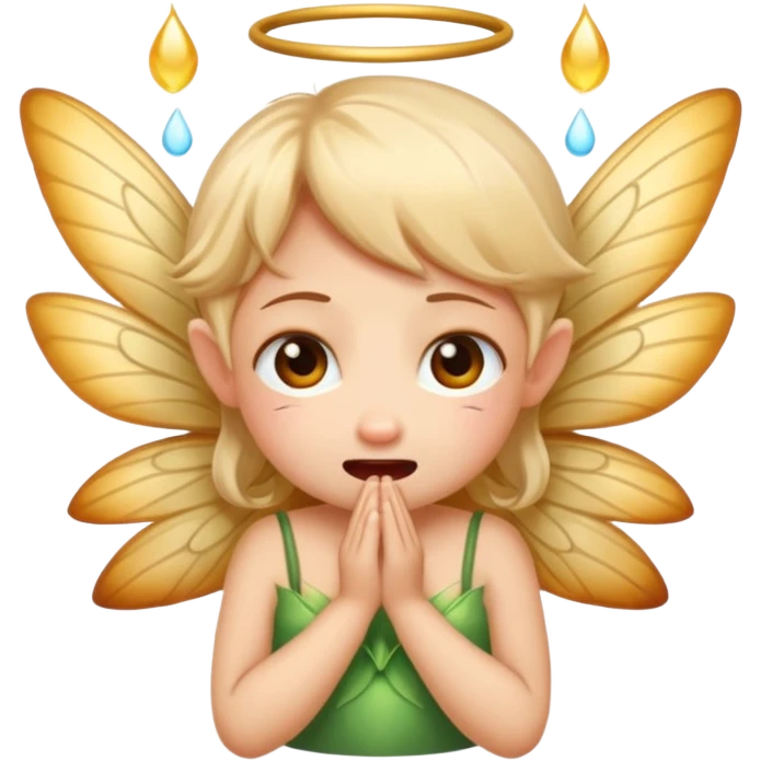 A little fairy, with wings,  , do more different emotional, she cry, smail  tayd , angry, hungry, emoji