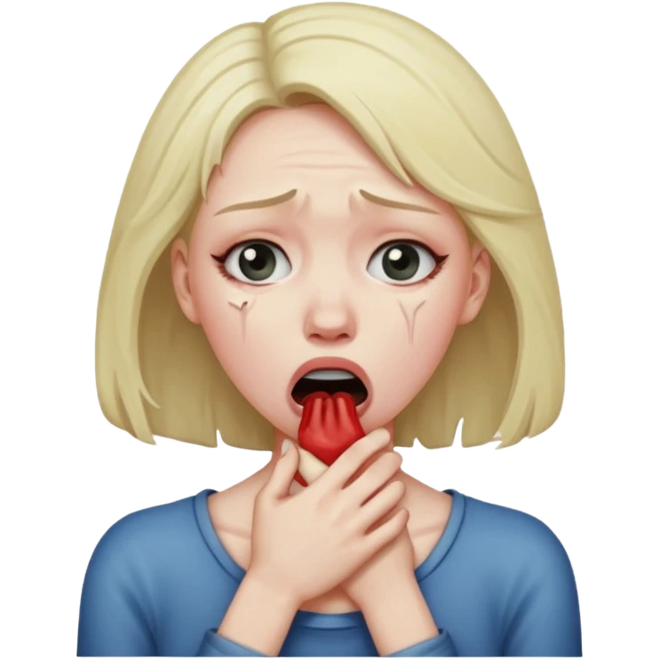 Woman choking herself emoji