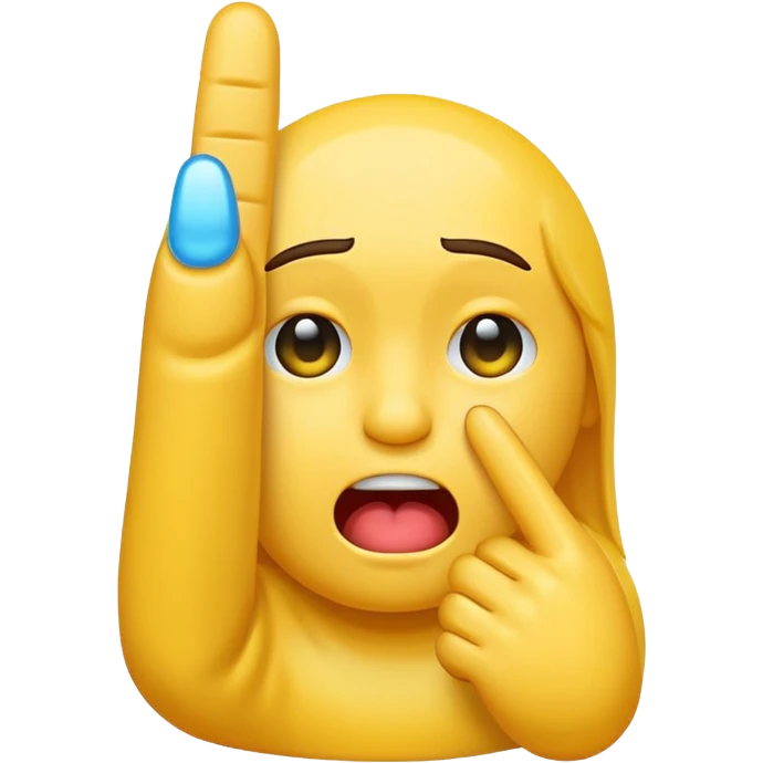 Crying emoji sticking up the middle finger emoji