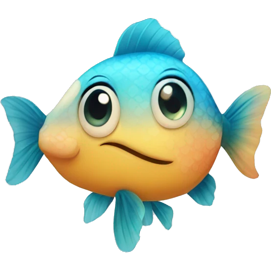 A cute fish with love emoji