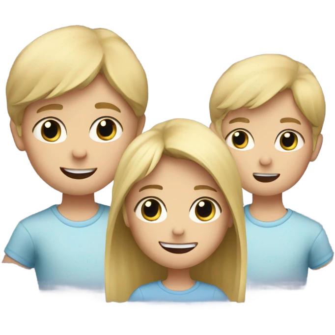 Little blond girl and two younger brothers all throwing a fit emoji