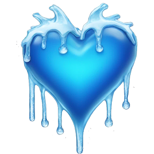 cold heart , blue heart with icicles dripping on the bottom emoji