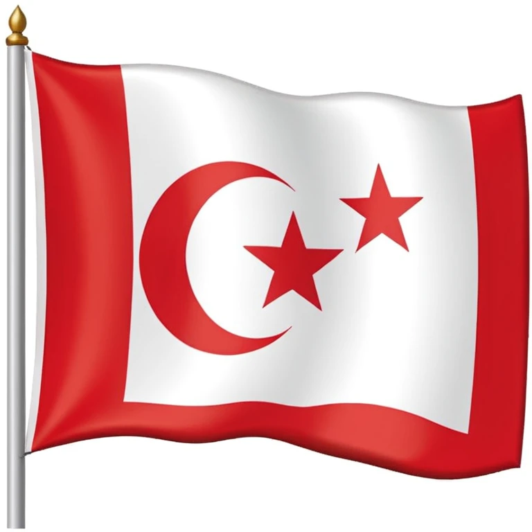 flag of the Turkish Republic of Northern Cyprus (KKTC), rectangular, white background with two horizontal red stripes near the top and bottom, a red crescent and a red star in the center, flat and simple design emoji