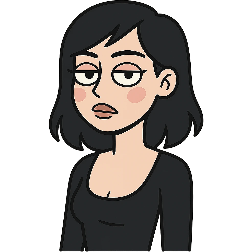 aesthetic girl with black hair, minimal flat design, clean lines emoji