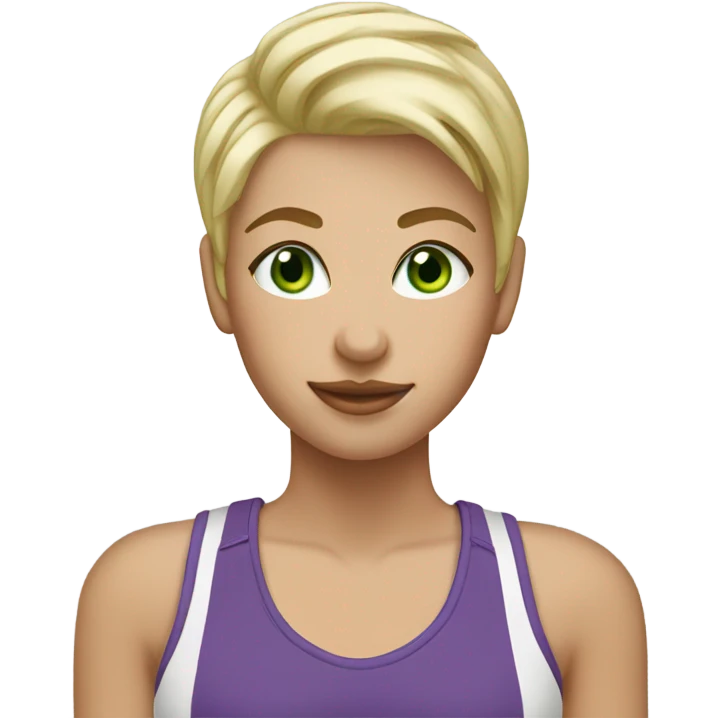 Blond girl pixie cut green eyes athletic emoji