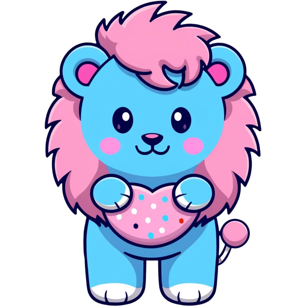 Lion with cotton candy mane and star patterns emoji
