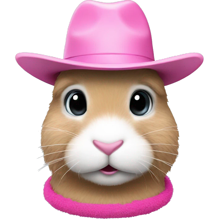 Bunny face with a pink cowboy hat with fur  emoji