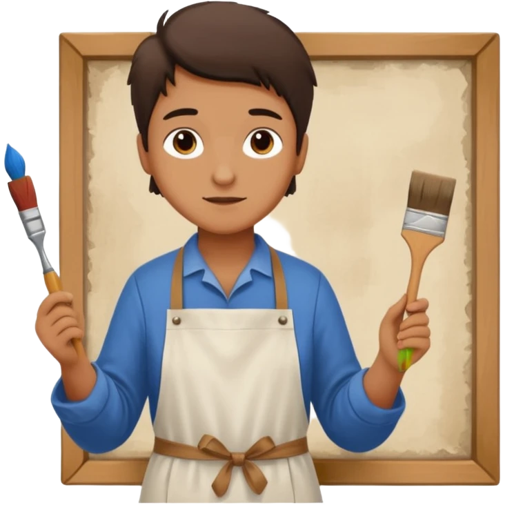 person restoring old painting. emoji