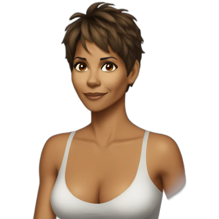 Halle berry sans dress sweaty emoji
