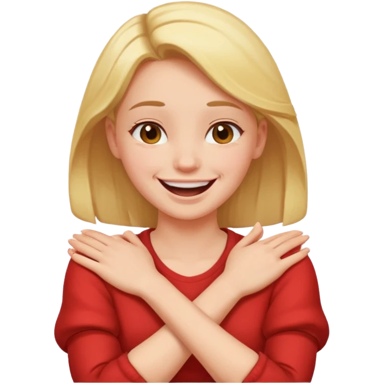 arms crossed holding neck laughing girl emoji