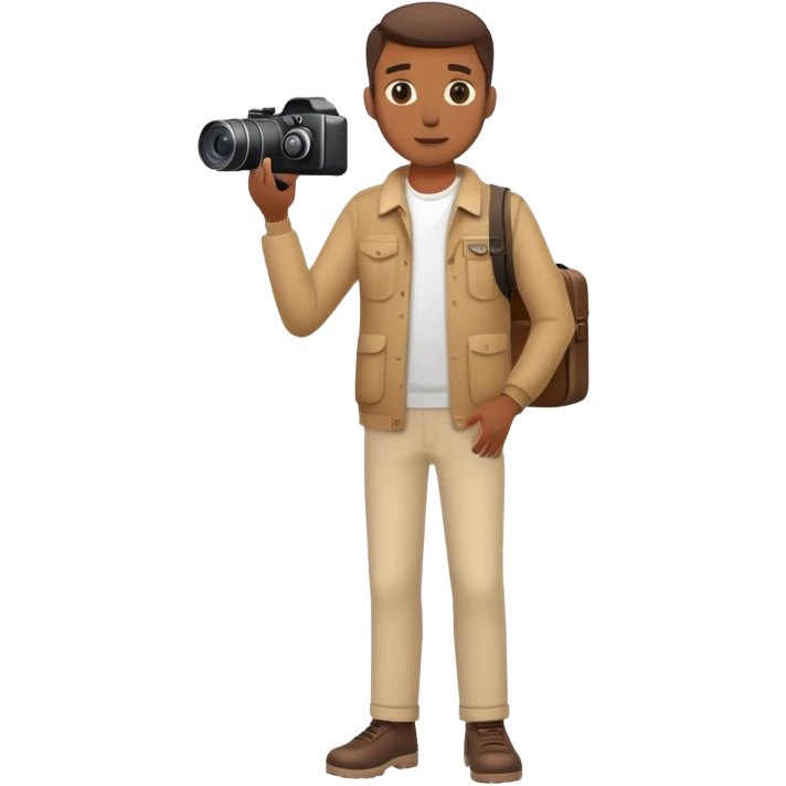 man standing full body with camera emoji
