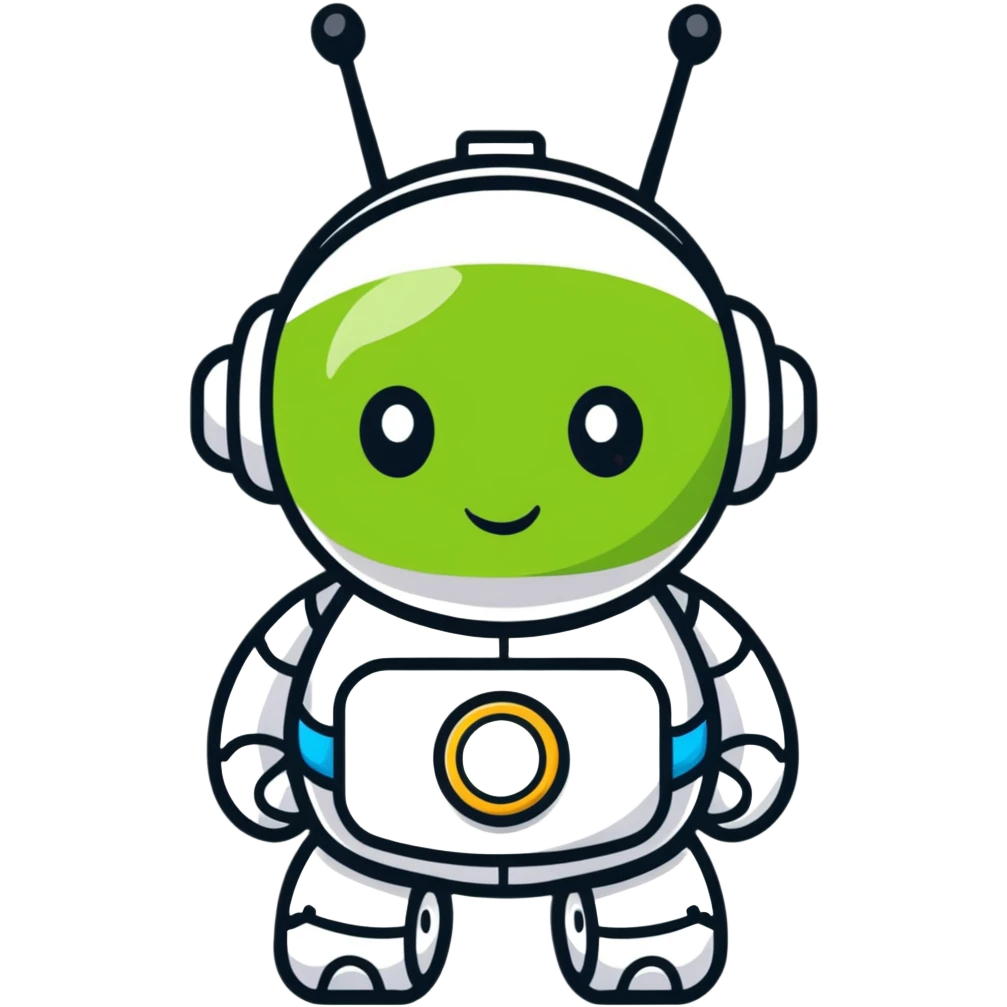 Cute android robot mascot with antenna emoji