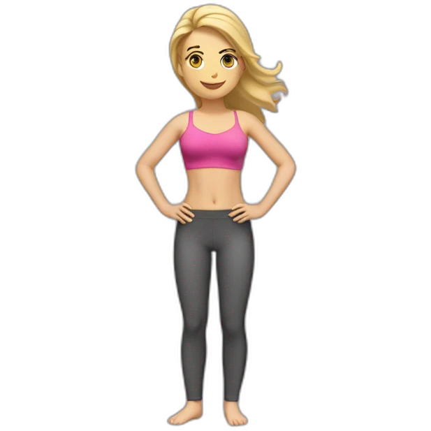 fit Caucasian woman bra  (hands-in-hair pose) (full body) emoji