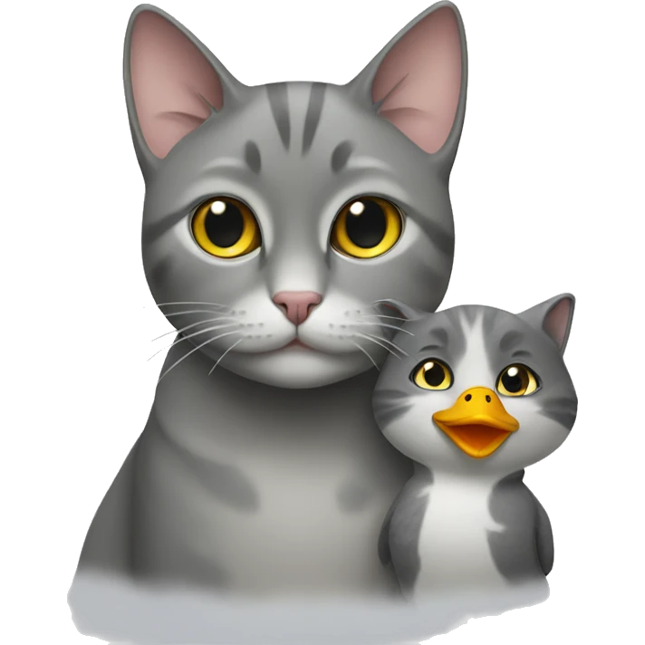 gray cat with duck emoji