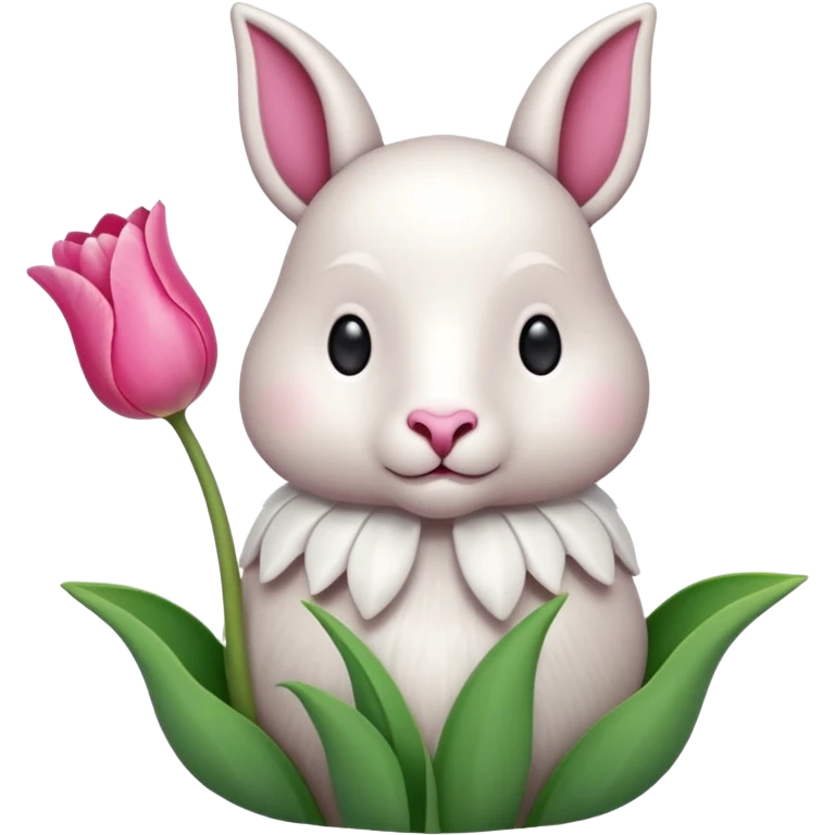 Una oveja linda con un tulipán rosa emoji