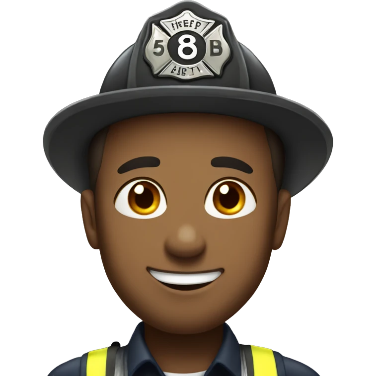 Firefighter wearing a badge that says 58 on it emoji