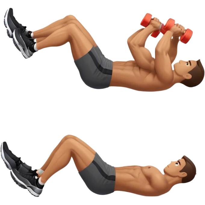side-view of guy doing decline abdominal Crunches with sixpack emoji