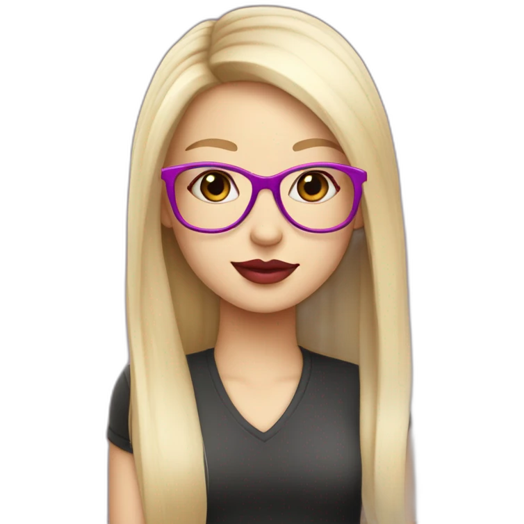 cute-white-girl-straight-hair-with-glasses-and-pink-lips emoji