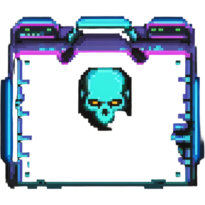 32x32 cyberpunk folder icon with neon glow, retro computer style emoji