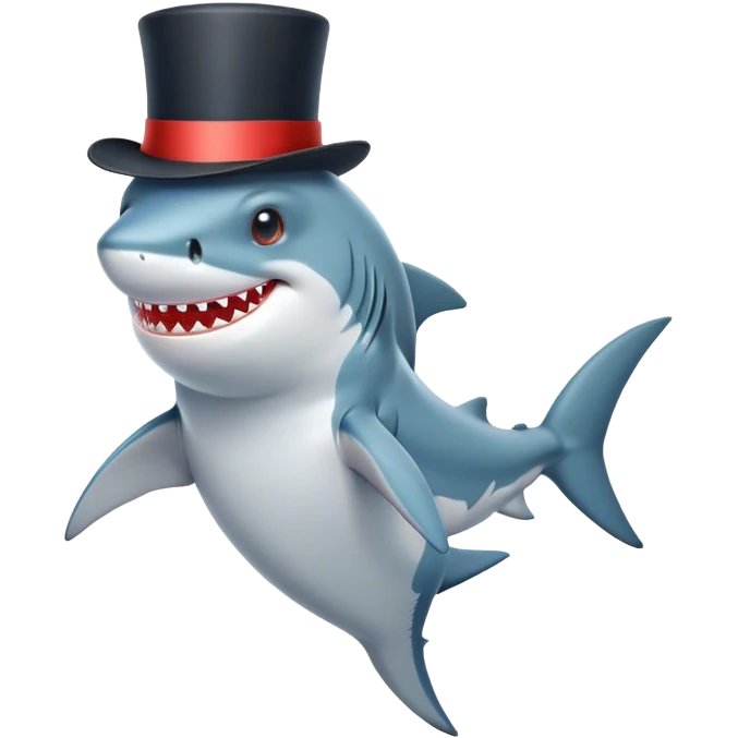 Shark with a top hat emoji
