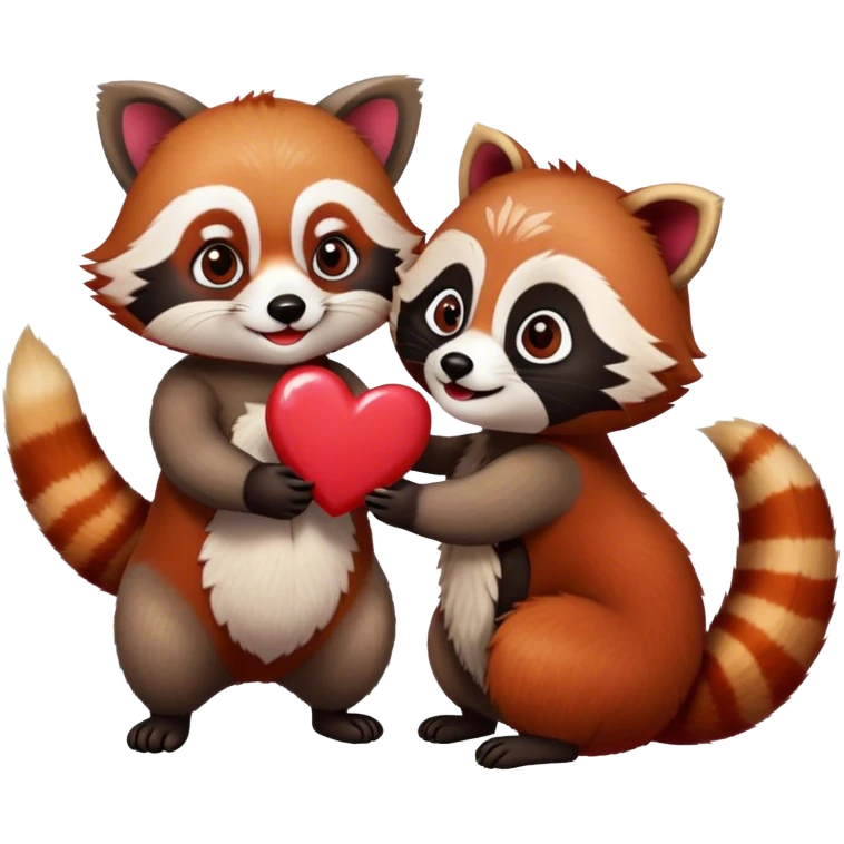 Red panda and raccoon celebrating Valentine’s Day  emoji