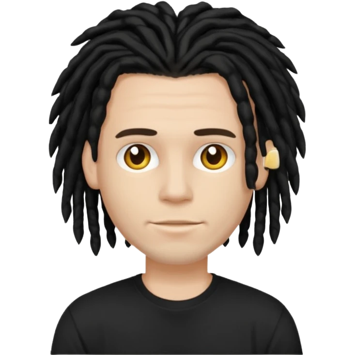 white guy , black dreadlock, black t shirt emoji