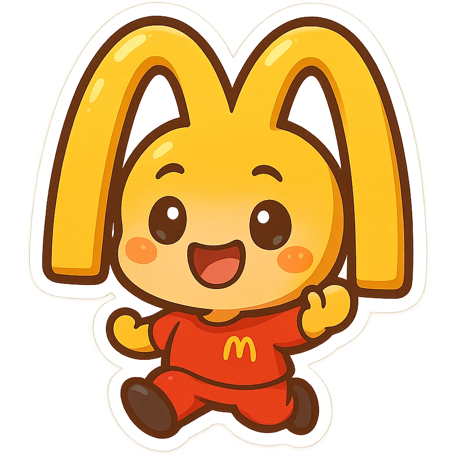 McDonald's logo, playful cartoon version, bright colors, fun style emoji