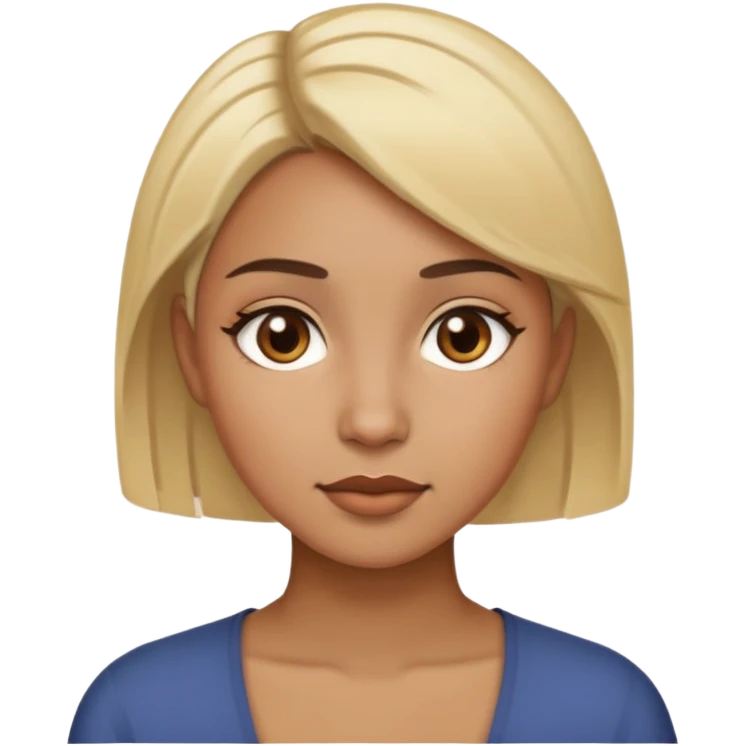 brown woman with short blonde hair brown eyes emoji