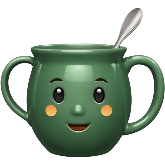 mug, vintage style, deep green color emoji