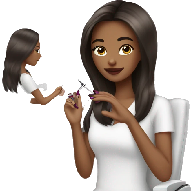 Brunette Girl getting a manicure at nail salon emoji
