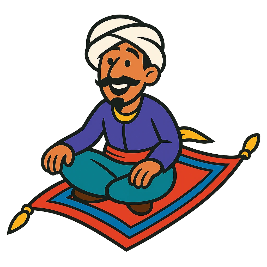personnage arabe sur un tapis volant emoji