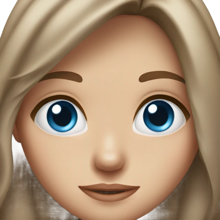 Female, blue eyes, freckles, long brown hair emoji
