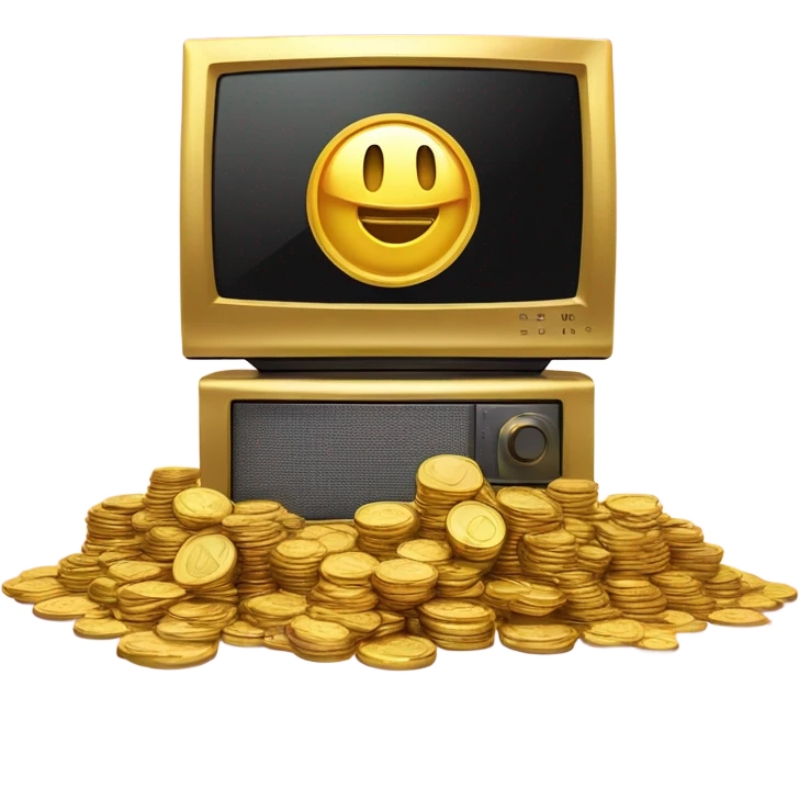 TV and gold coins emoji