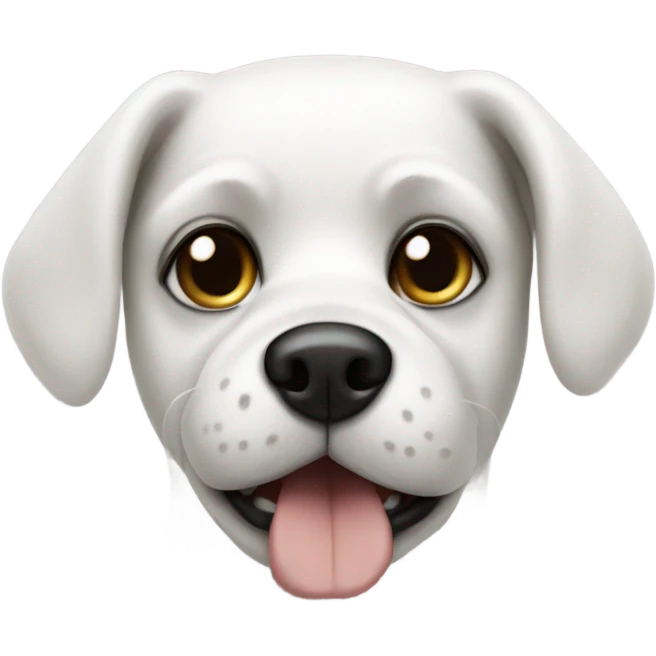White dog with black eye patch and black ear emoji