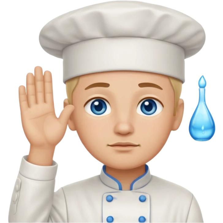 Chef saluting while crying blue eyes emoji