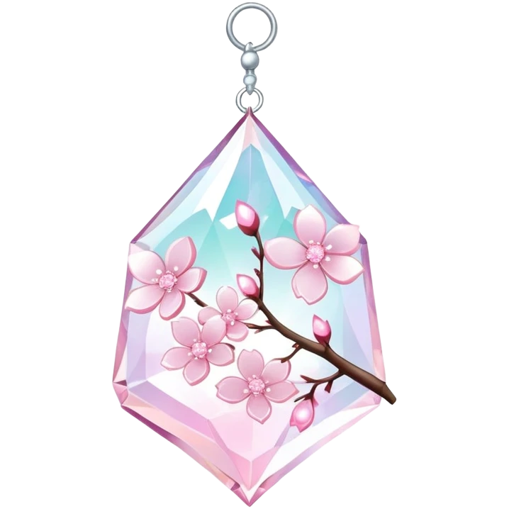 Hanging Iridescent pastel pink sakura crystals white-pearly suncatcher emoji