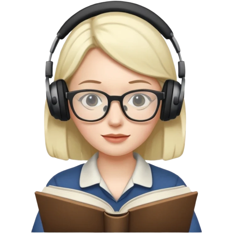 person with headphones and a book emoji