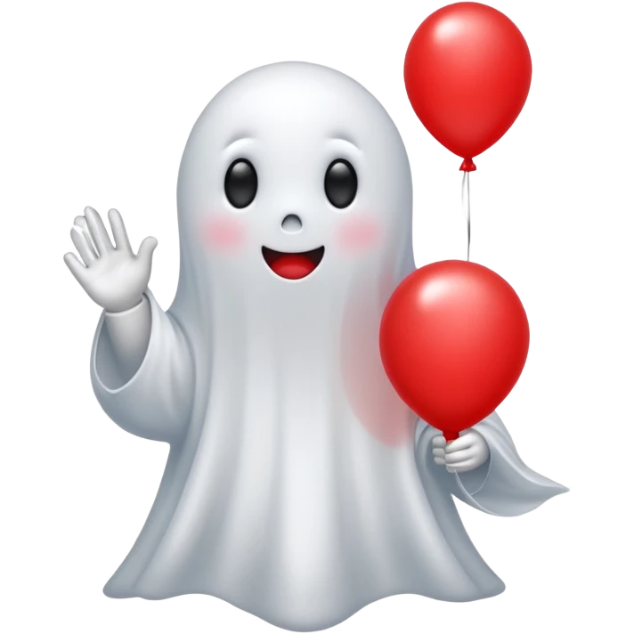 Niedliches gespenst mit luftballon in der hand emoji