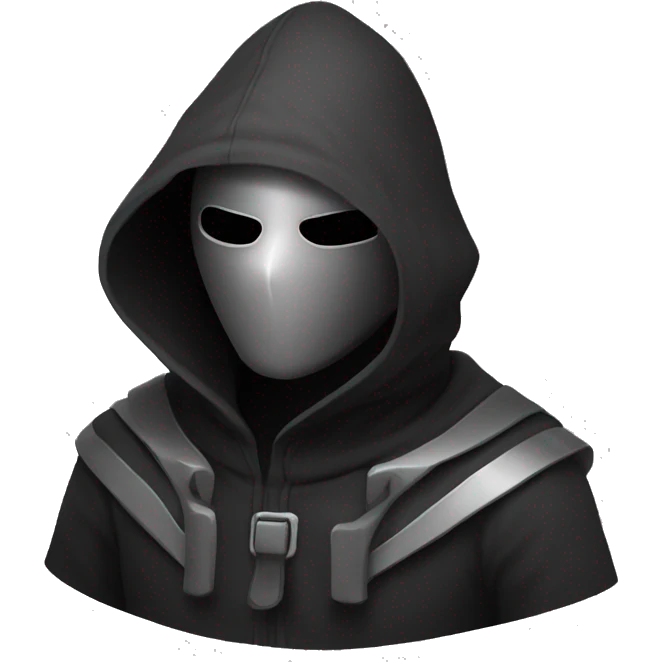 grayscale black mysterious masked hooded man emoji