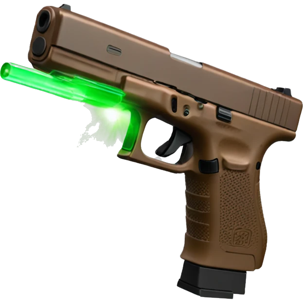 Brown Glock 17 with drum and green laser beam  emoji