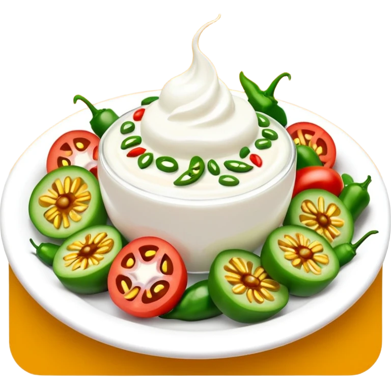 Pakistani dish named chaat its has yougurt and green chilli and vegetables in it emoji