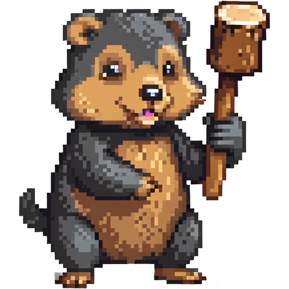 whacking a mole with a mallet emoji