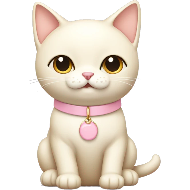 cream cat with light pink collar sitting down emoji